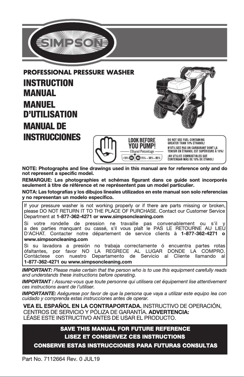 Page n°1 - Manuel utilisateur Simpson PowerShot PS-61050-S