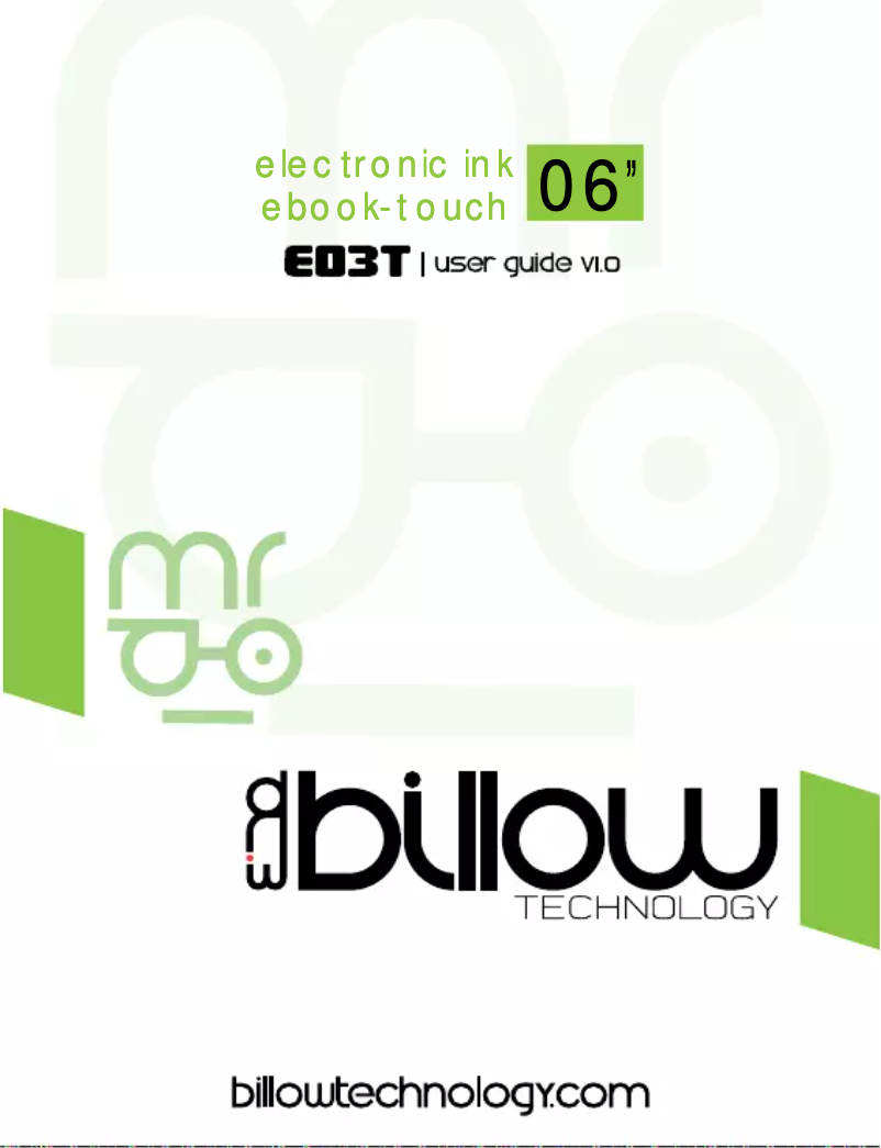 Page 1 de la notice Manuel utilisateur Billow E03T