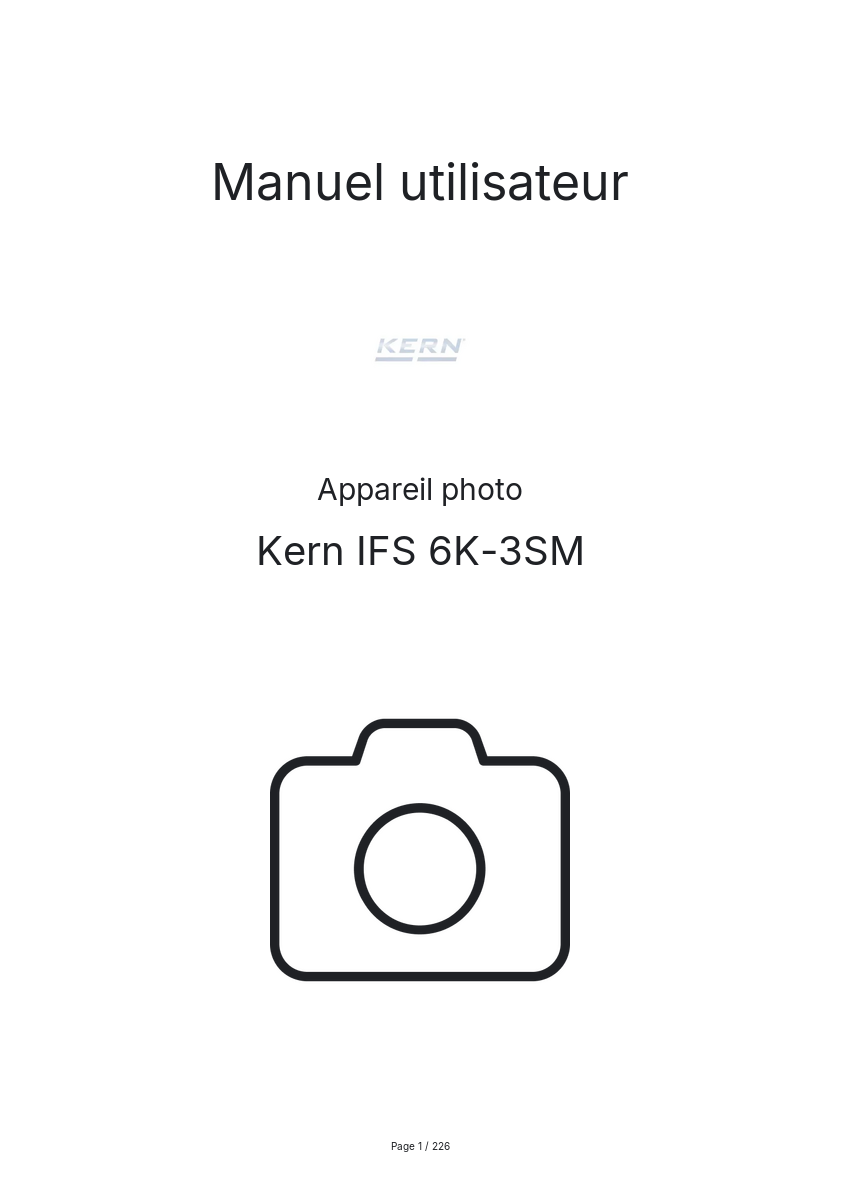 Page n°1 - Manuel utilisateur Kern IFS 6K-3SM
