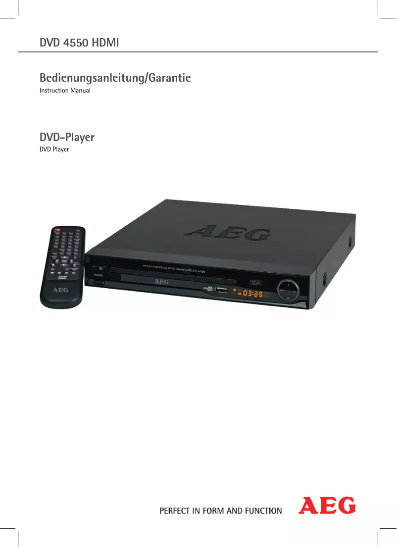 Page n°1 - Manuel utilisateur AEG DVD 4550 HDMI