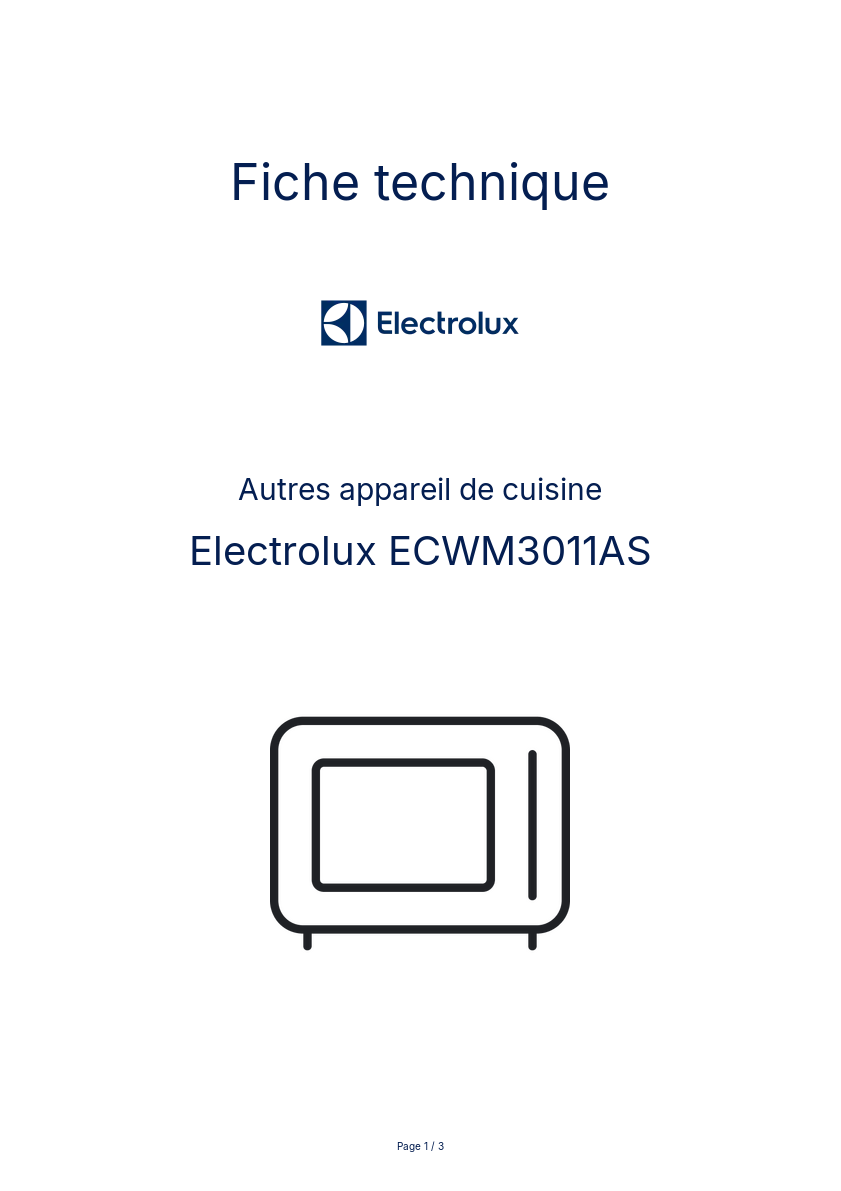 Page n°1 - Fiche technique Electrolux ECWM3011AS
