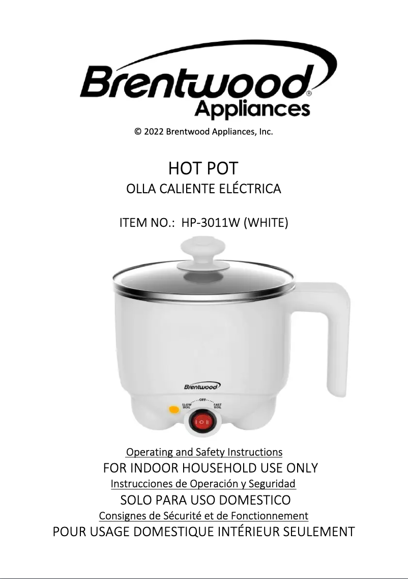 Page 1 de la notice Manuel utilisateur Brentwood HP-3011W