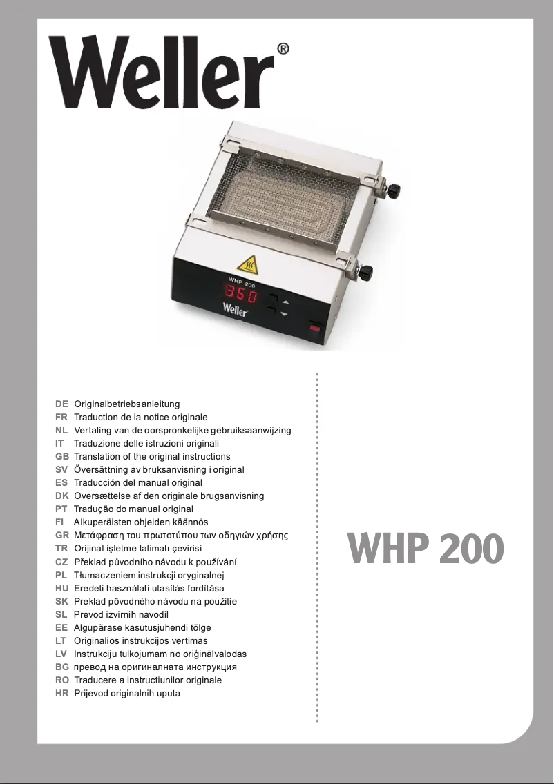 Page n°1 - Manuel utilisateur Weller WHP 200