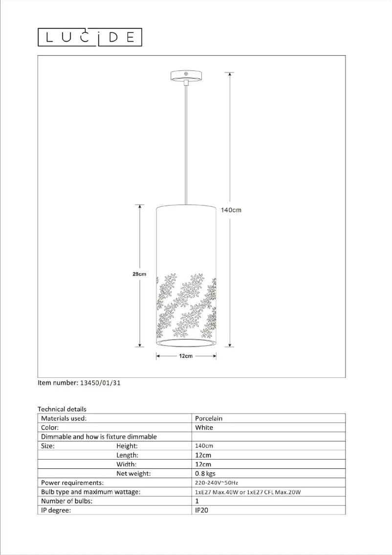 Page 1 de la notice Manuel utilisateur Lucide Sinan