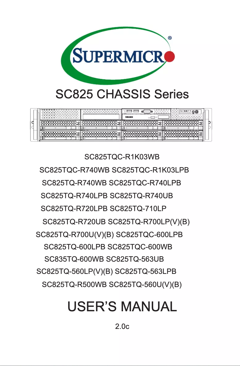 Page 1 de la notice Manuel utilisateur Supermicro SuperChassis SC825