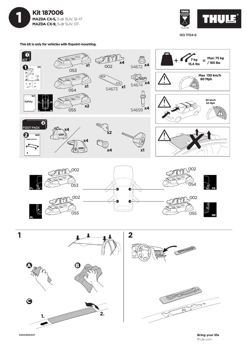 Page n°1 - Manuel utilisateur Thule Kit 187006