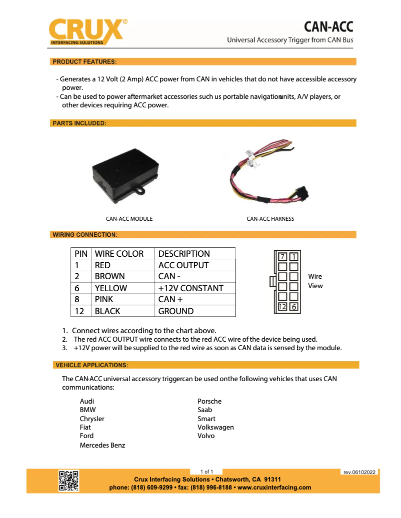 Image de la première page du manuel de l'appareil CAN-ACC