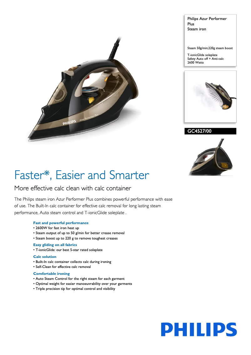 Page n°1 - Fiche technique Philips Azur Performer Plus GC4527