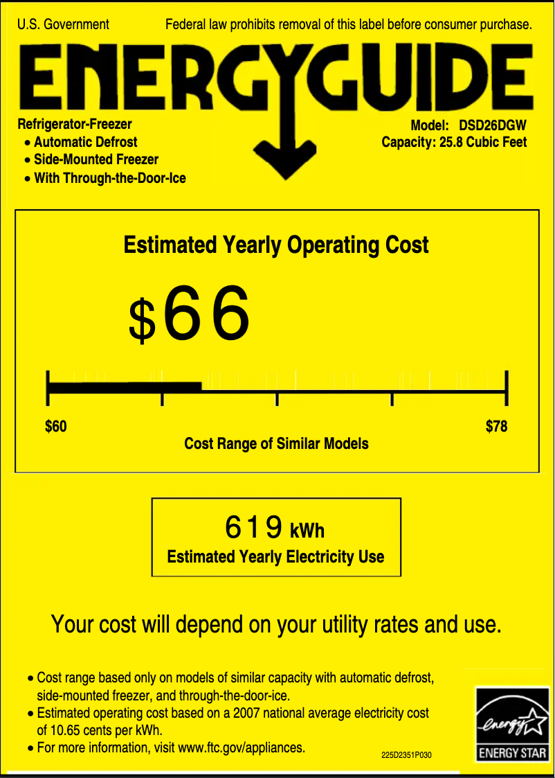 Página 1 del manual Etiqueta energética GE Adora DSD26DGWBG