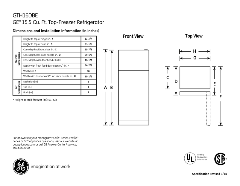 Imagen de la primera página del manual del dispositivo GTH16DBELWW