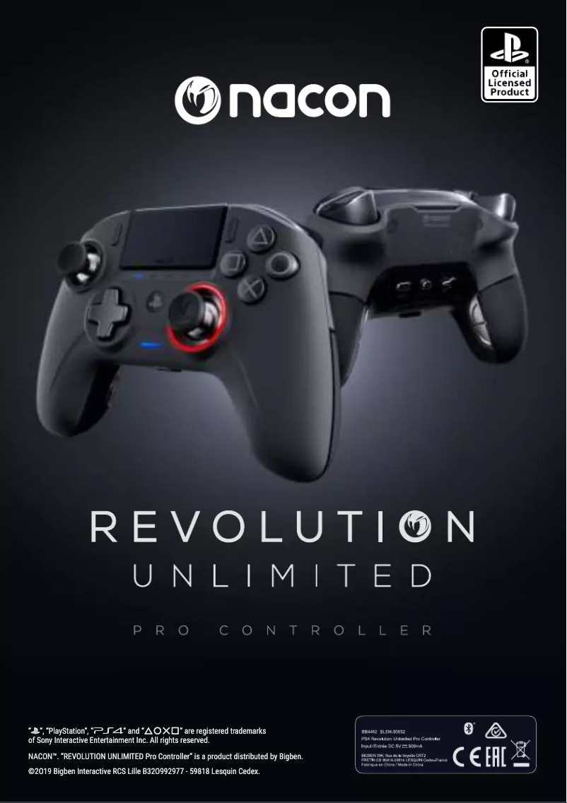 Page 1 de la notice Manuel utilisateur NACON Revolution Unlimited