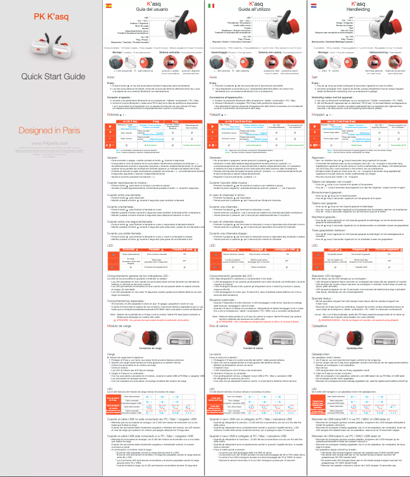 Page 1 de la notice Manuel utilisateur PK paris K'asq Sport