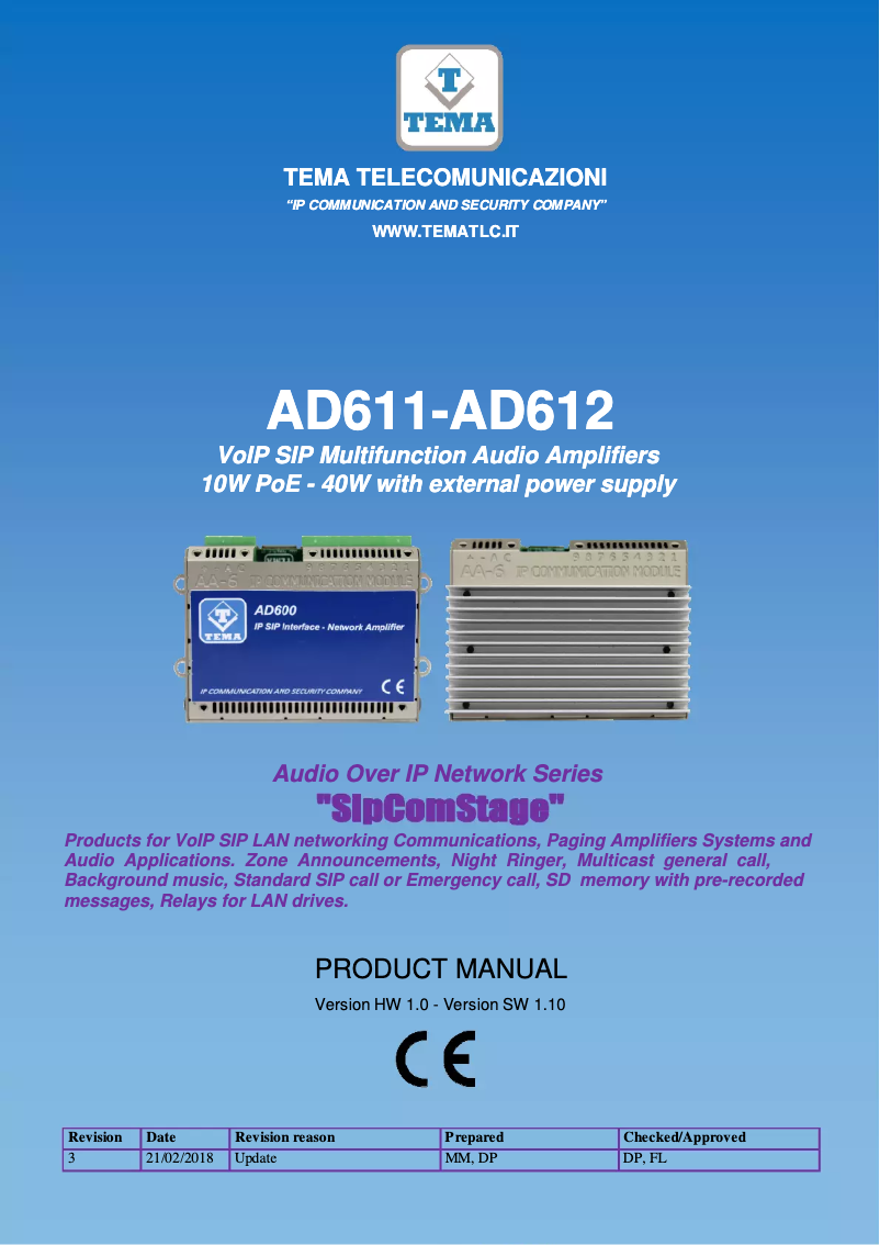 Image de la première page du manuel de l'appareil AD612