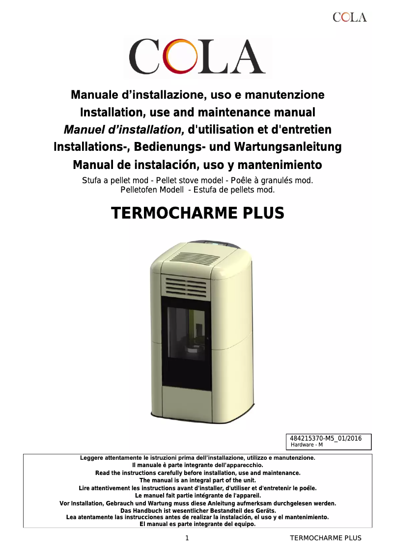 Image de la première page du manuel de l'appareil Termo Charme Plus