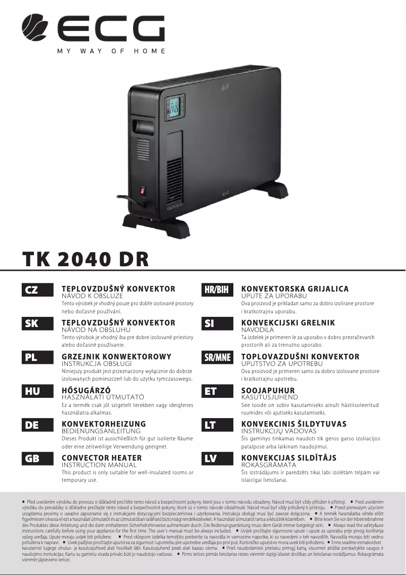 Page 1 de la notice Manuel utilisateur ECG TK 2040 DR