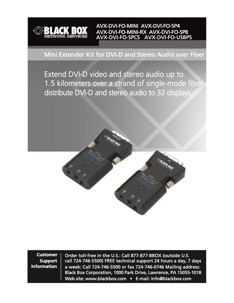 Page n°1 - Manuel utilisateur Black Box AVX-DVI-FO-MINI-RX