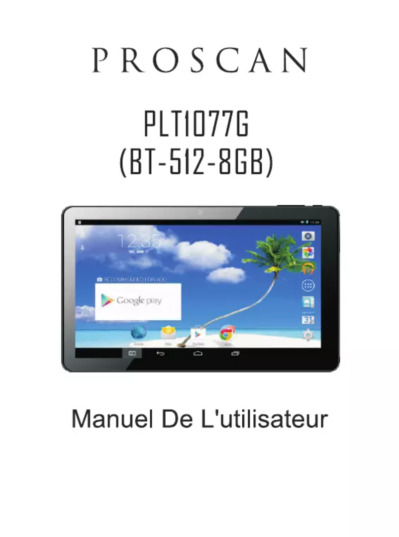 Page n°1 - Manuel utilisateur Proscan PLT1077-G