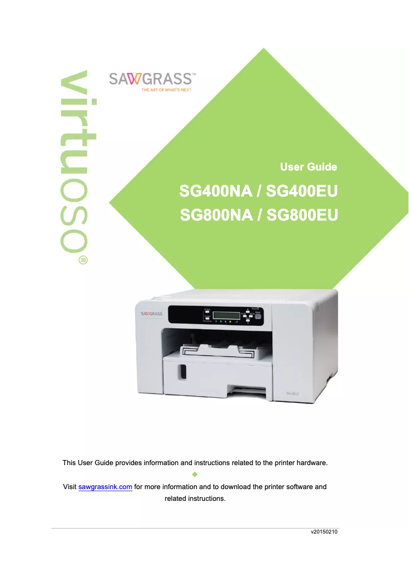 Page 1 de la notice Manuel utilisateur Sawgrass Virtuoso SG800EU