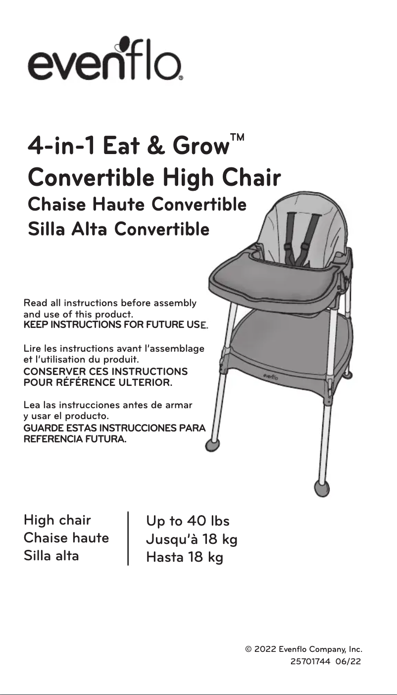 Página 1 del manual Manual de usuario Evenflo 4-in-1 Eat & Grow