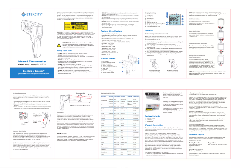 Image de la première page du manuel de l'appareil Lasergrip 1022D
