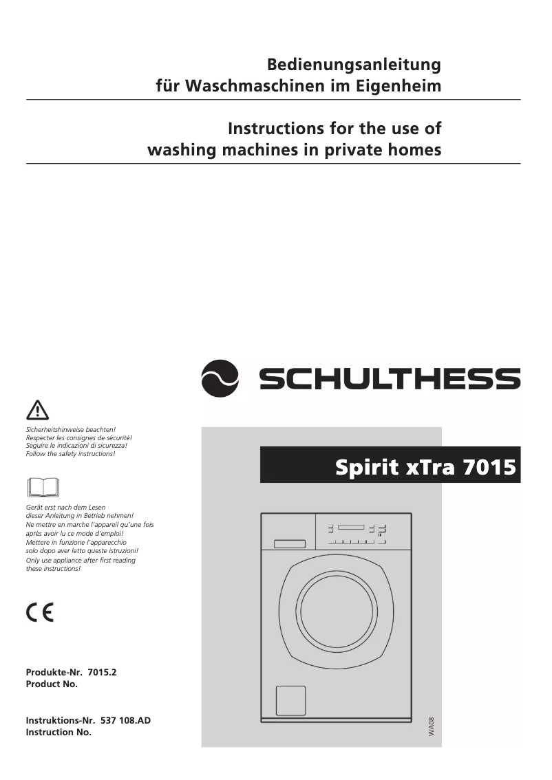 Page n°1 - Manuel utilisateur Schulthess Spirit xTra 7015