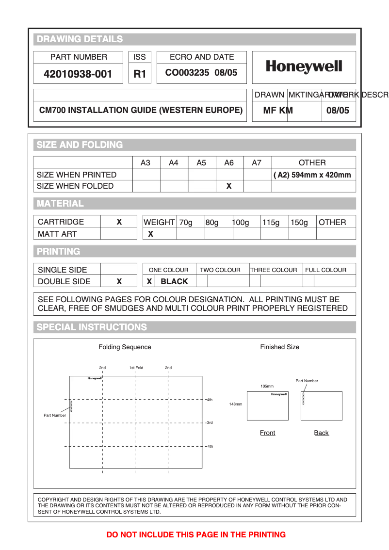 Page 1 de la notice Manuel utilisateur Honeywell CM707