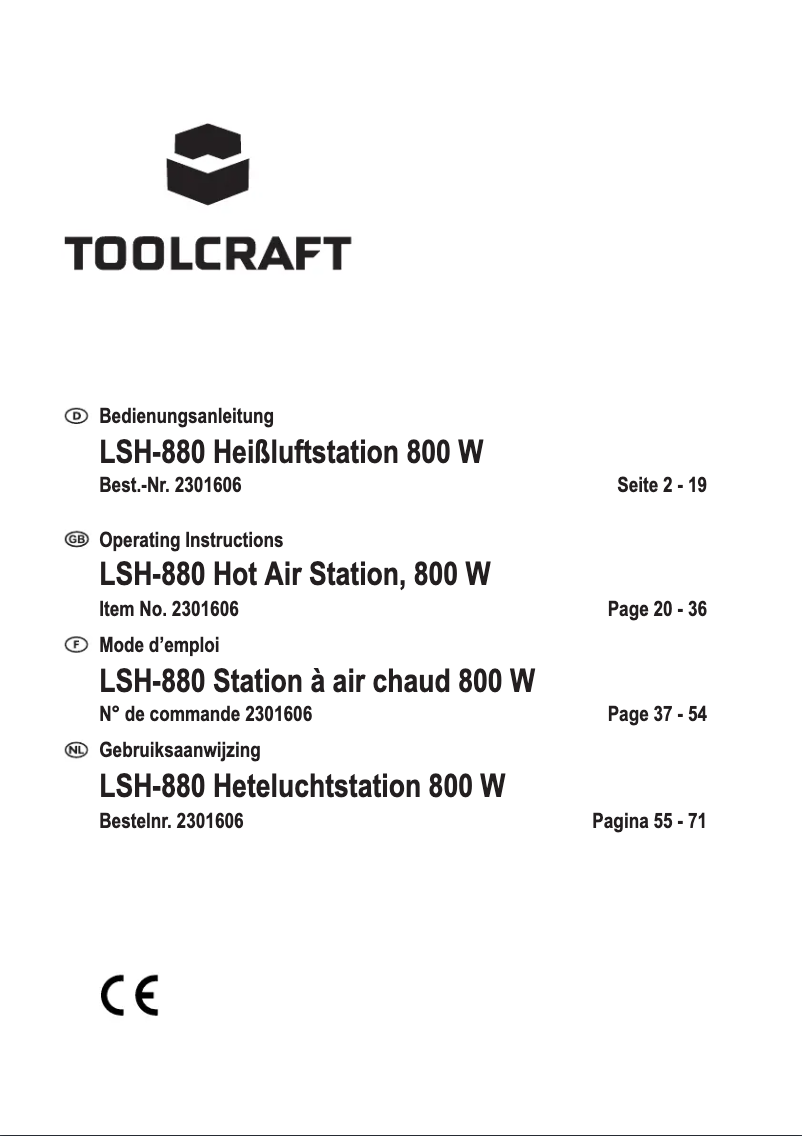 Page 1 de la notice Manuel utilisateur Toolcraft LSH-880