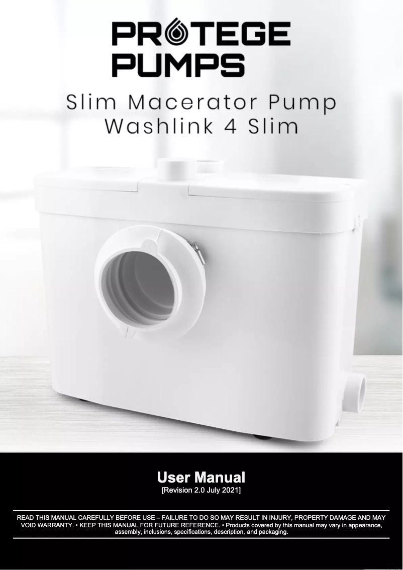 Page n°1 - Manuel utilisateur Protege Washlink 4 Slim