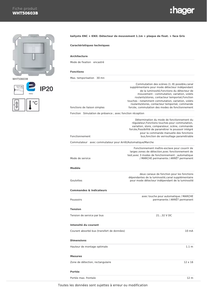 Image de la première page du manuel de l'appareil WHT50603B