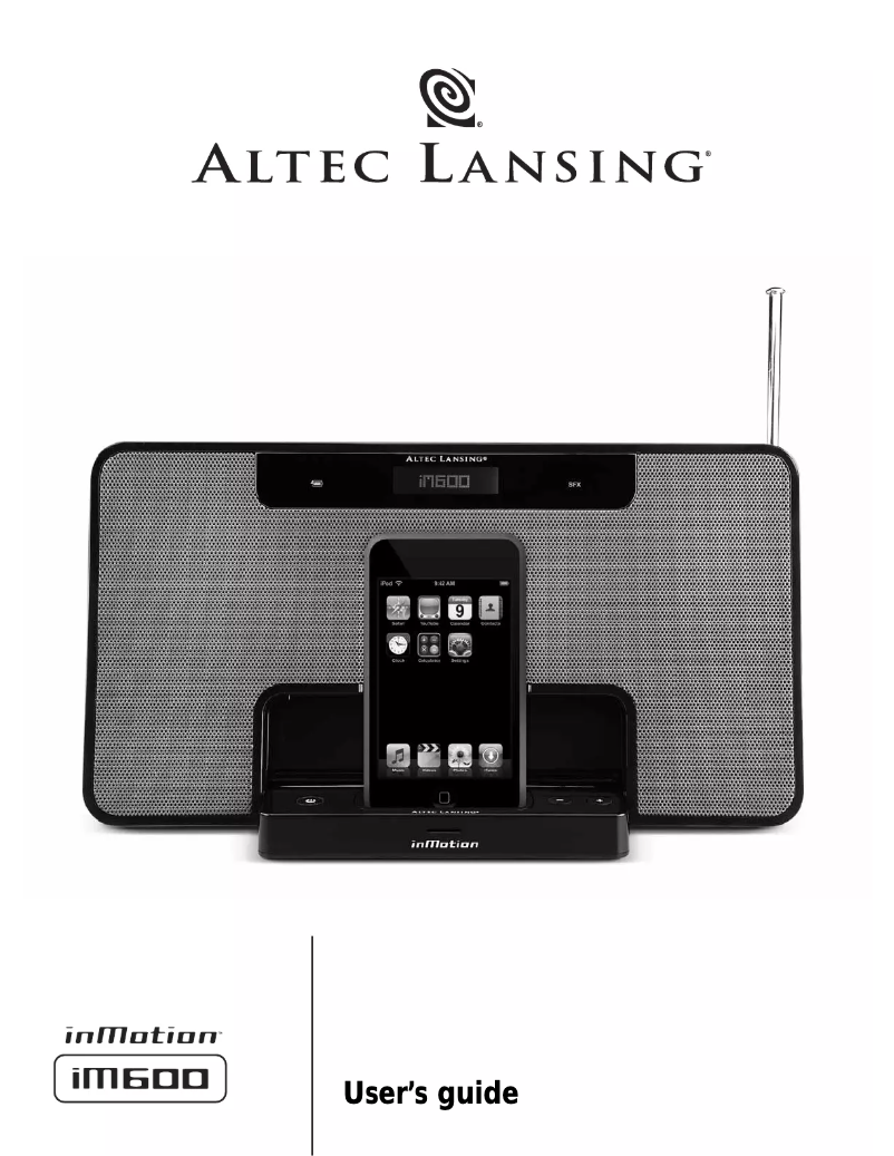 Page 1 de la notice Manuel utilisateur Altec Lansing iM600