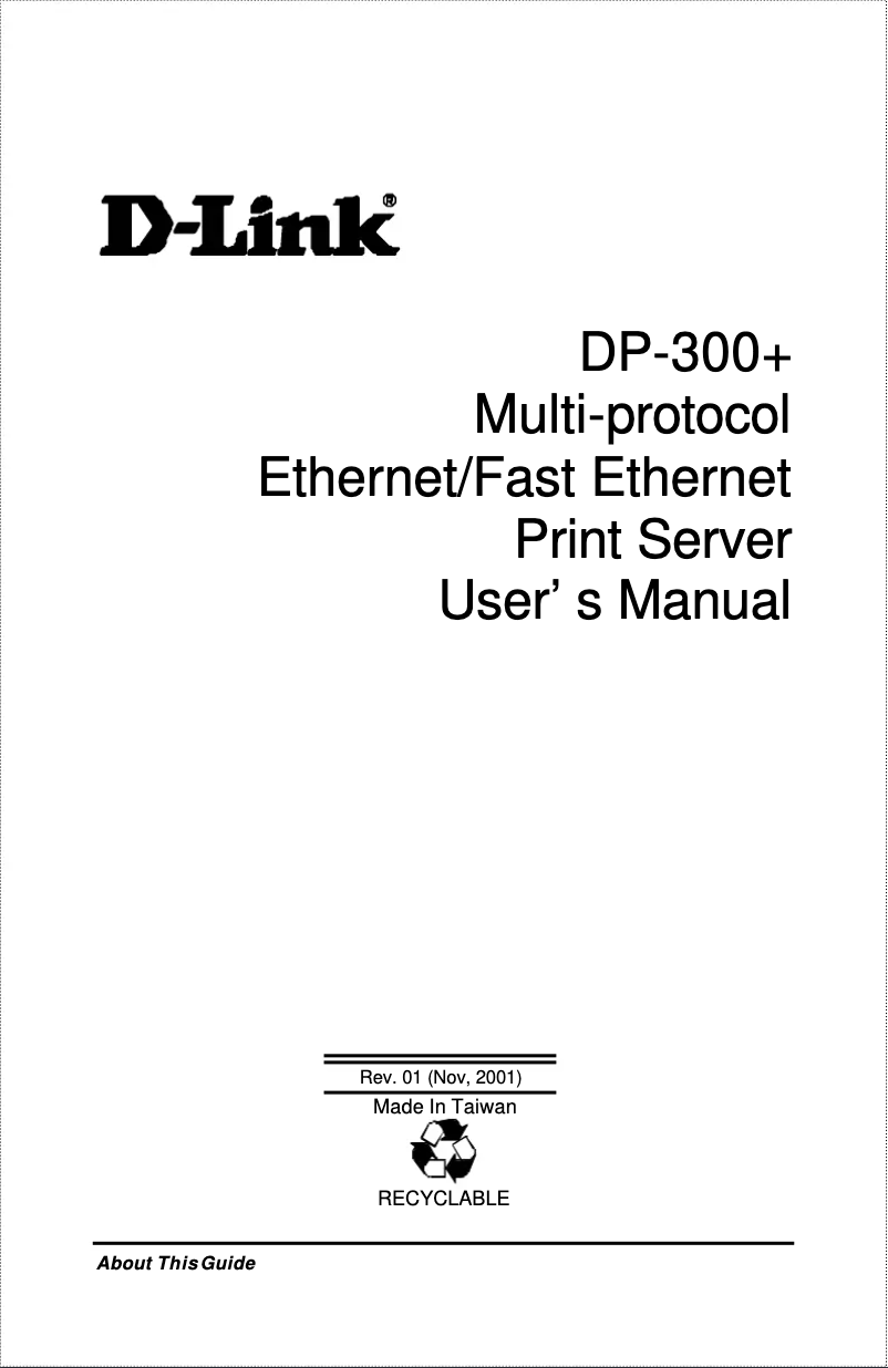 Page 1 de la notice Manuel utilisateur D-Link DP-300