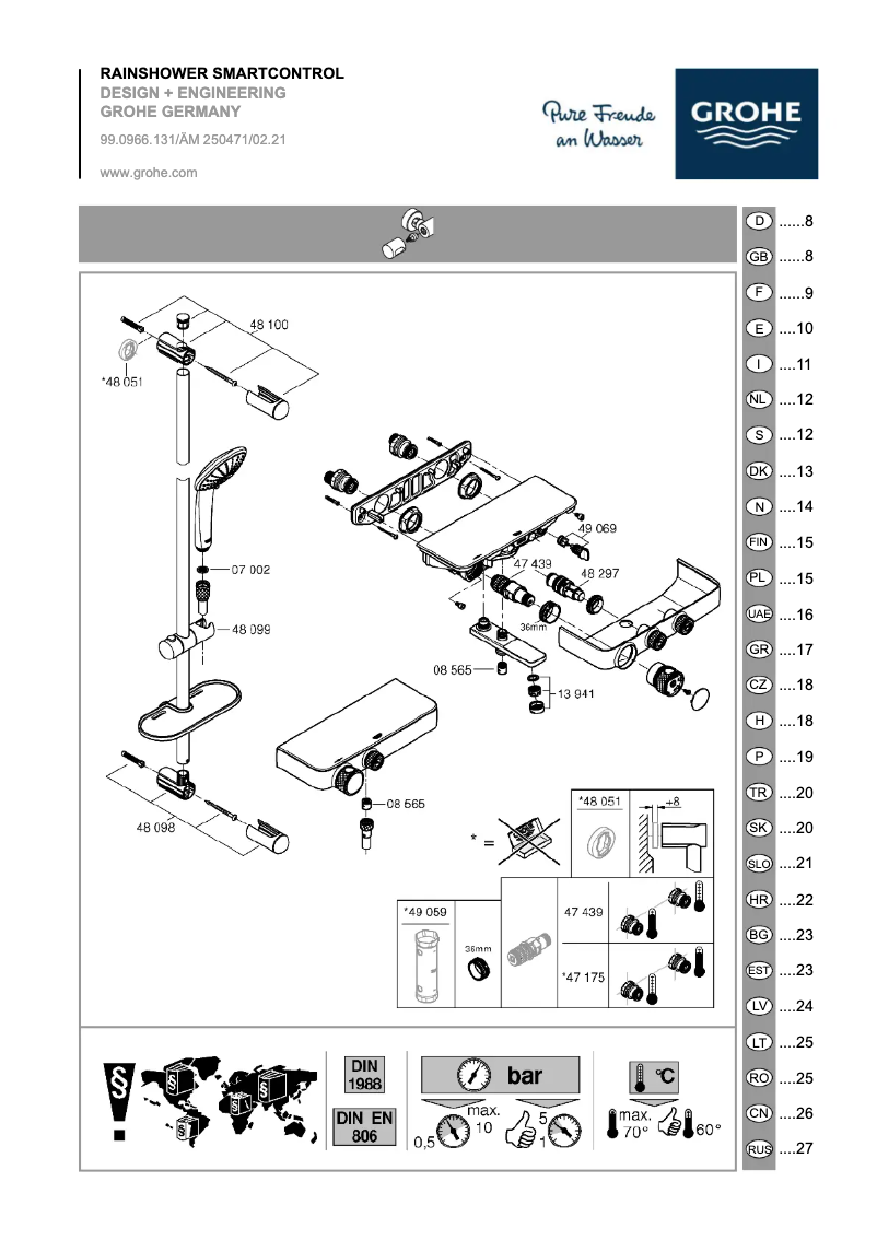 Página 1 del manual Manual de usuario Grohe Grohtherm SmartControl