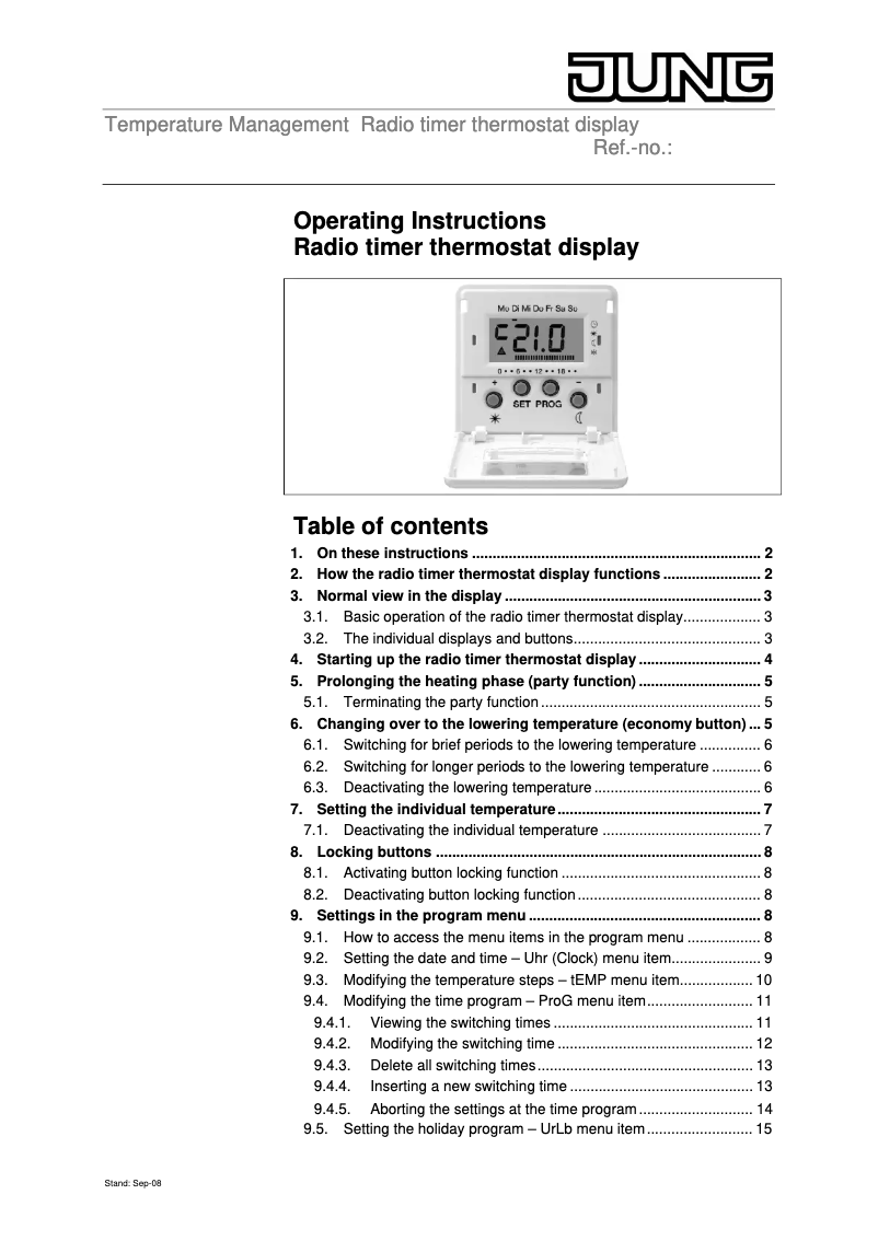 Page n°1 - Manuel utilisateur JUNG ESHLK-FT