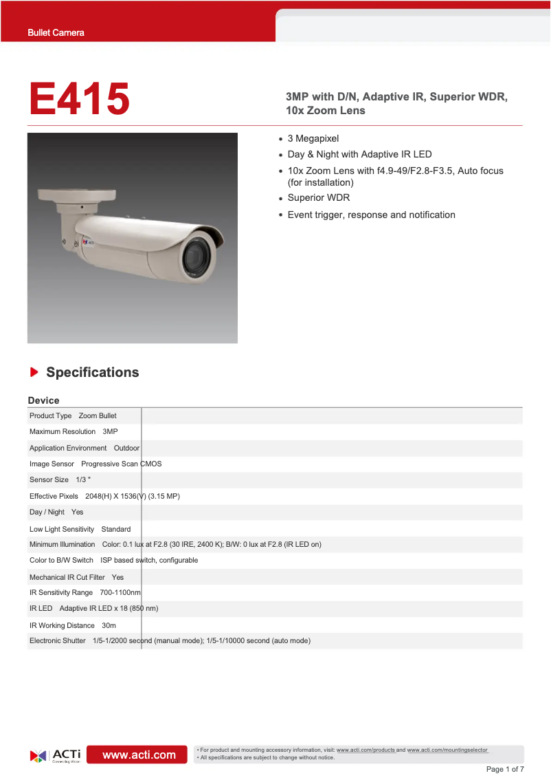 Image de la première page du manuel de l'appareil E415