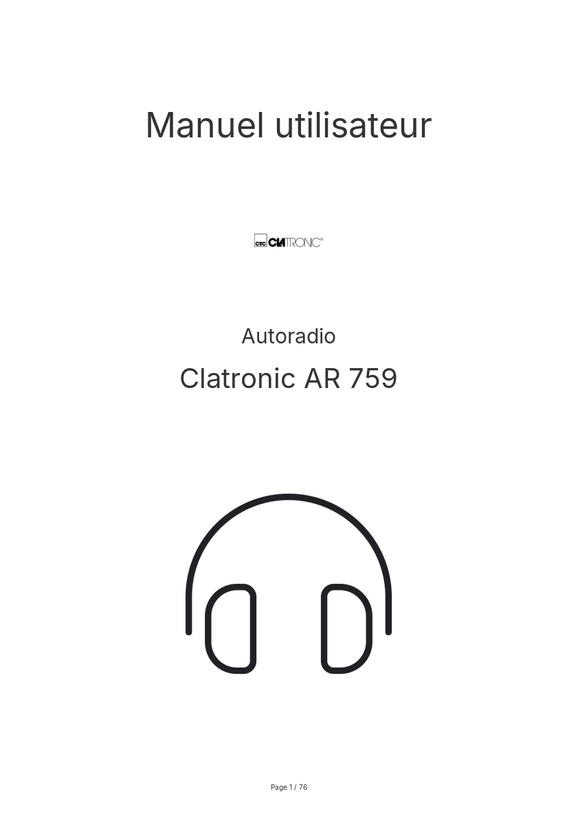 Page n°1 - Manuel utilisateur Clatronic AR 759