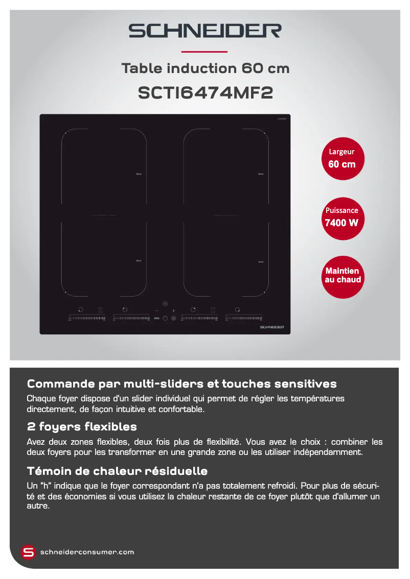 Page 1 de la notice Fiche technique Schneider SCTI6474MF2