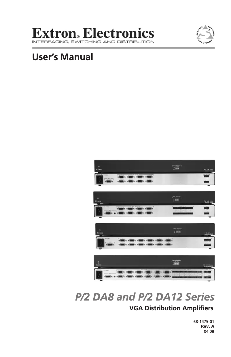 Page n°1 - Manuel utilisateur Extron P/2 DA12