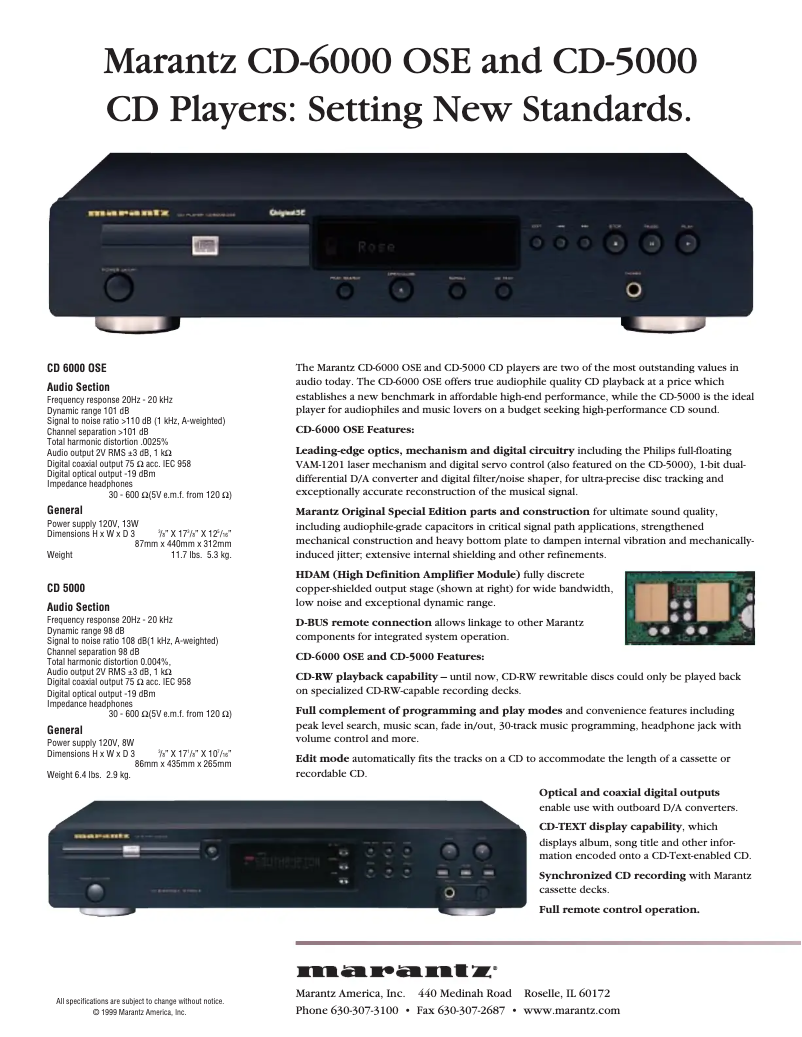 Página 1 del manual Ficha técnica Marantz CD5000