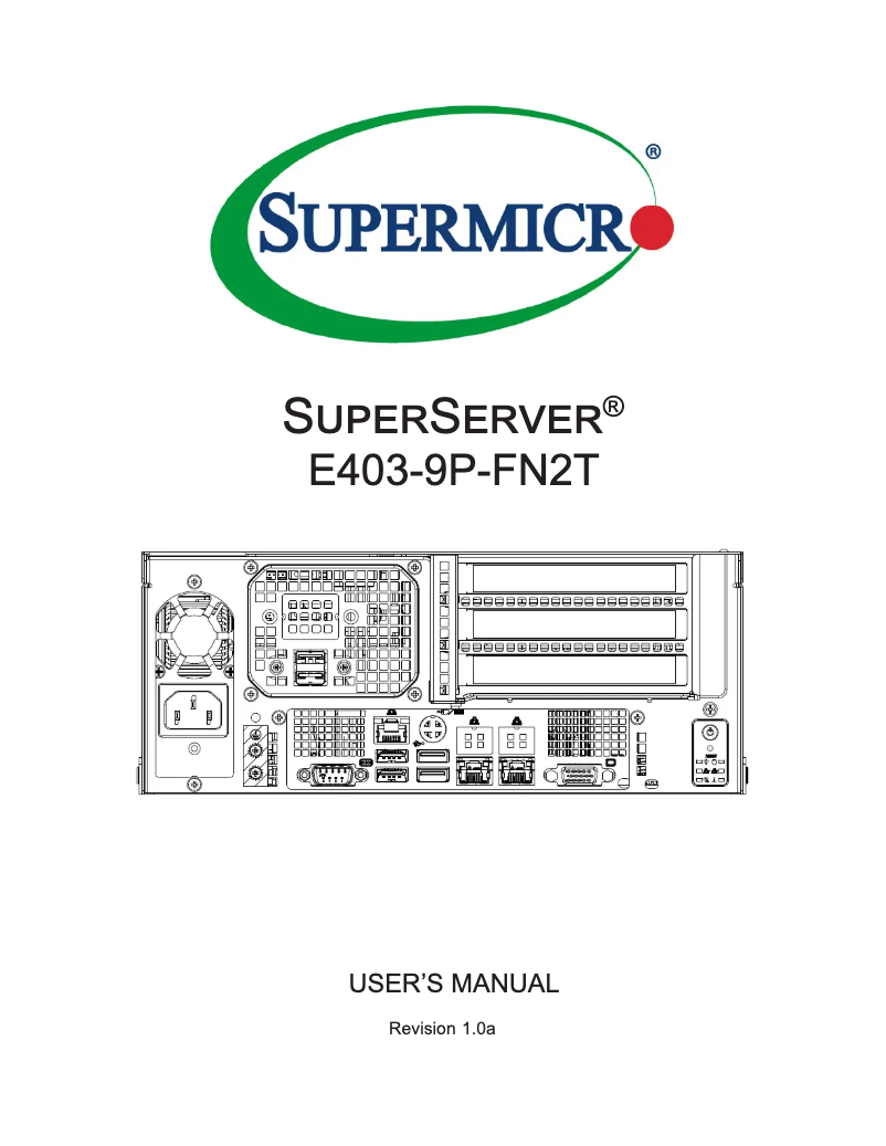 Page 1 de la notice Manuel utilisateur Supermicro SuperServer E403-9P-FN2T