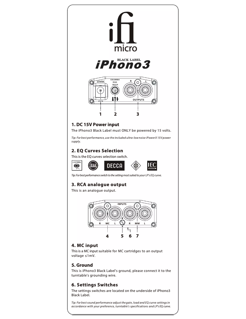 Page 1 de la notice Mode d'emploi iFi Audio Micro iPhono3