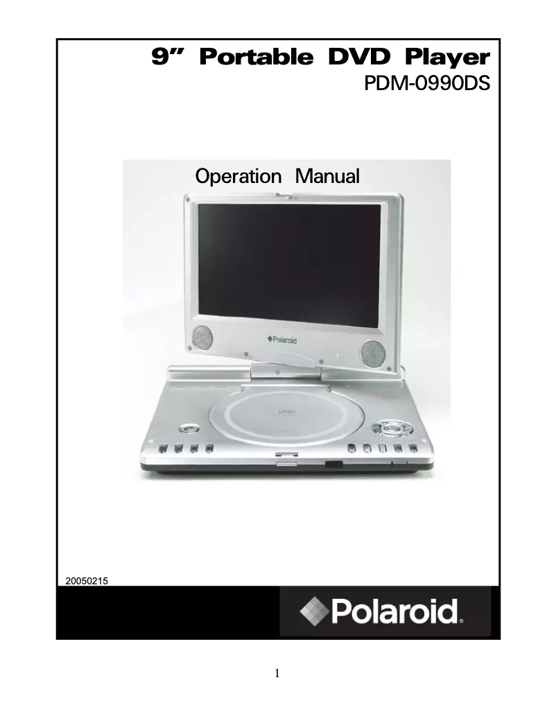 Page 1 de la notice Manuel utilisateur Polaroid PDM-0990DS