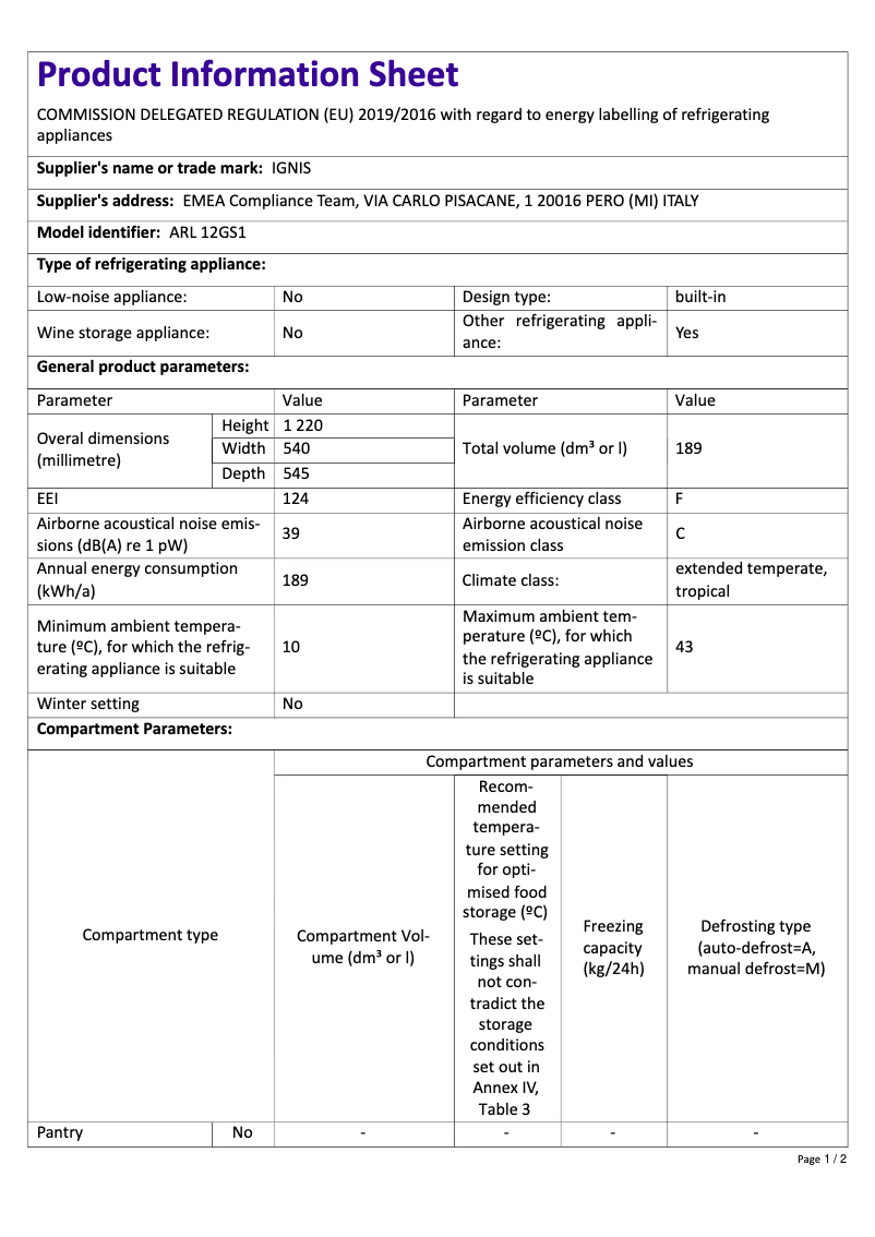 Image de la première page du manuel de l'appareil ARL 12GS1