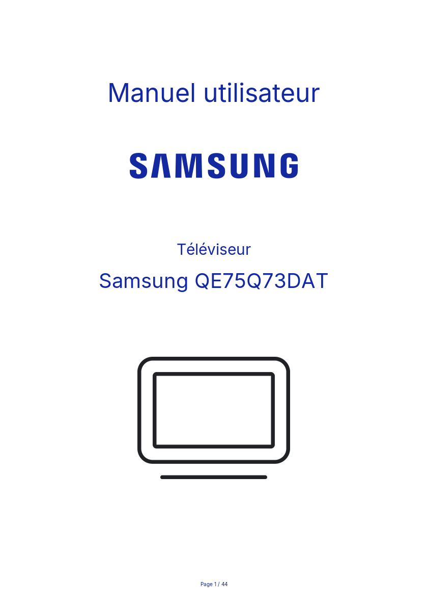 Image de la première page du manuel de l'appareil QE75Q73DAT