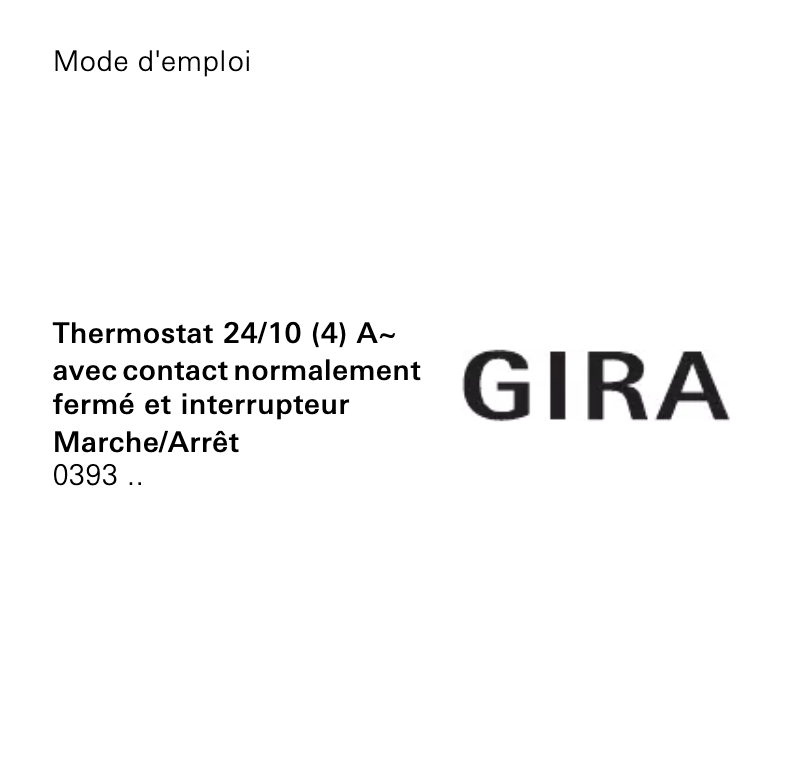 Page n°1 - Manuel utilisateur Gira 0393