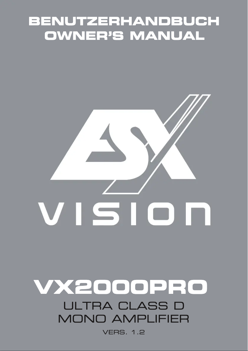 Image de la première page du manuel de l'appareil Vision VX2000 PRO