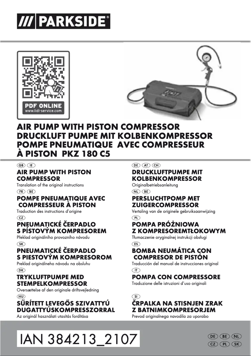 Page 1 de la notice Manuel utilisateur Parkside PKZ 180 C5