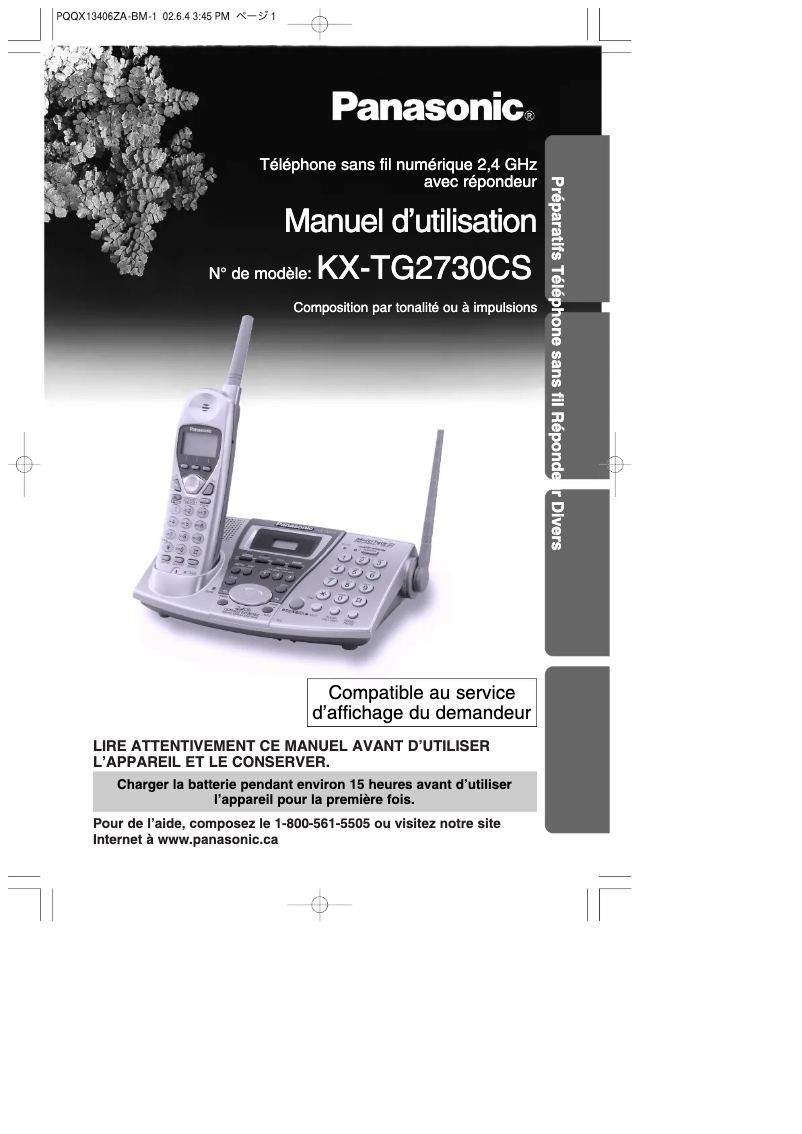 Image de la première page du manuel de l'appareil KX-TG2730