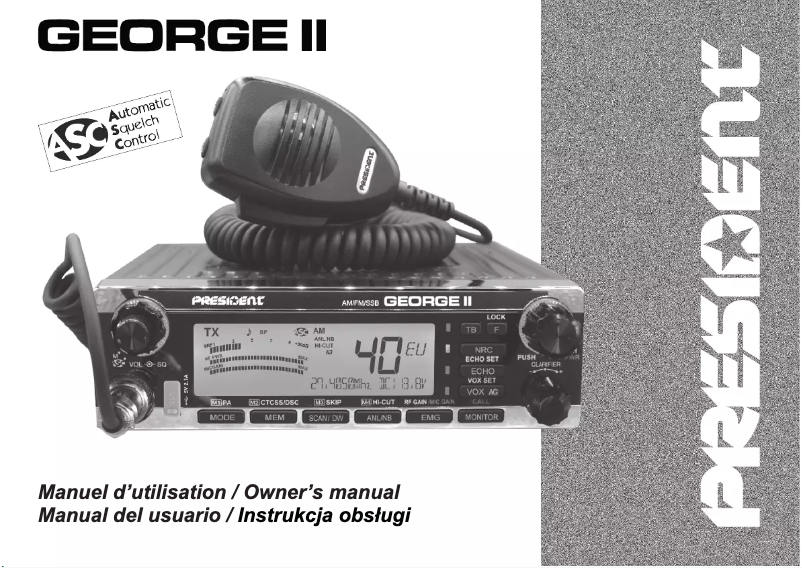Page 1 de la notice Manuel utilisateur President GEORGE II