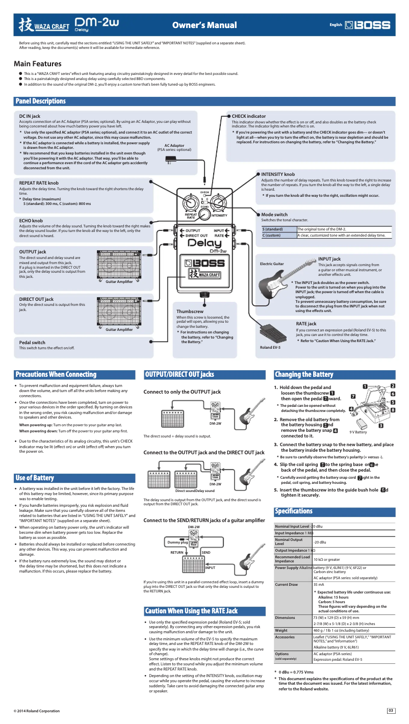 Image de la première page du manuel de l'appareil Waza Craft DM-2W
