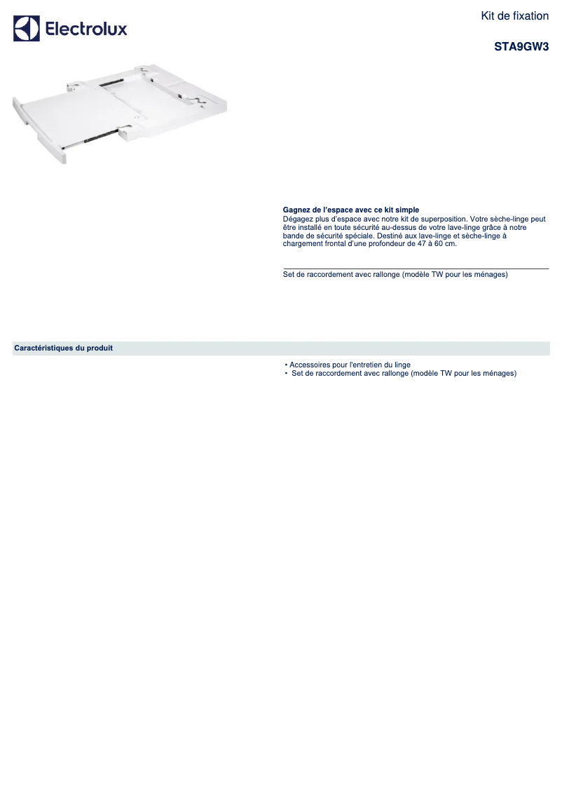 Image de la première page du manuel de l'appareil STA9GW3